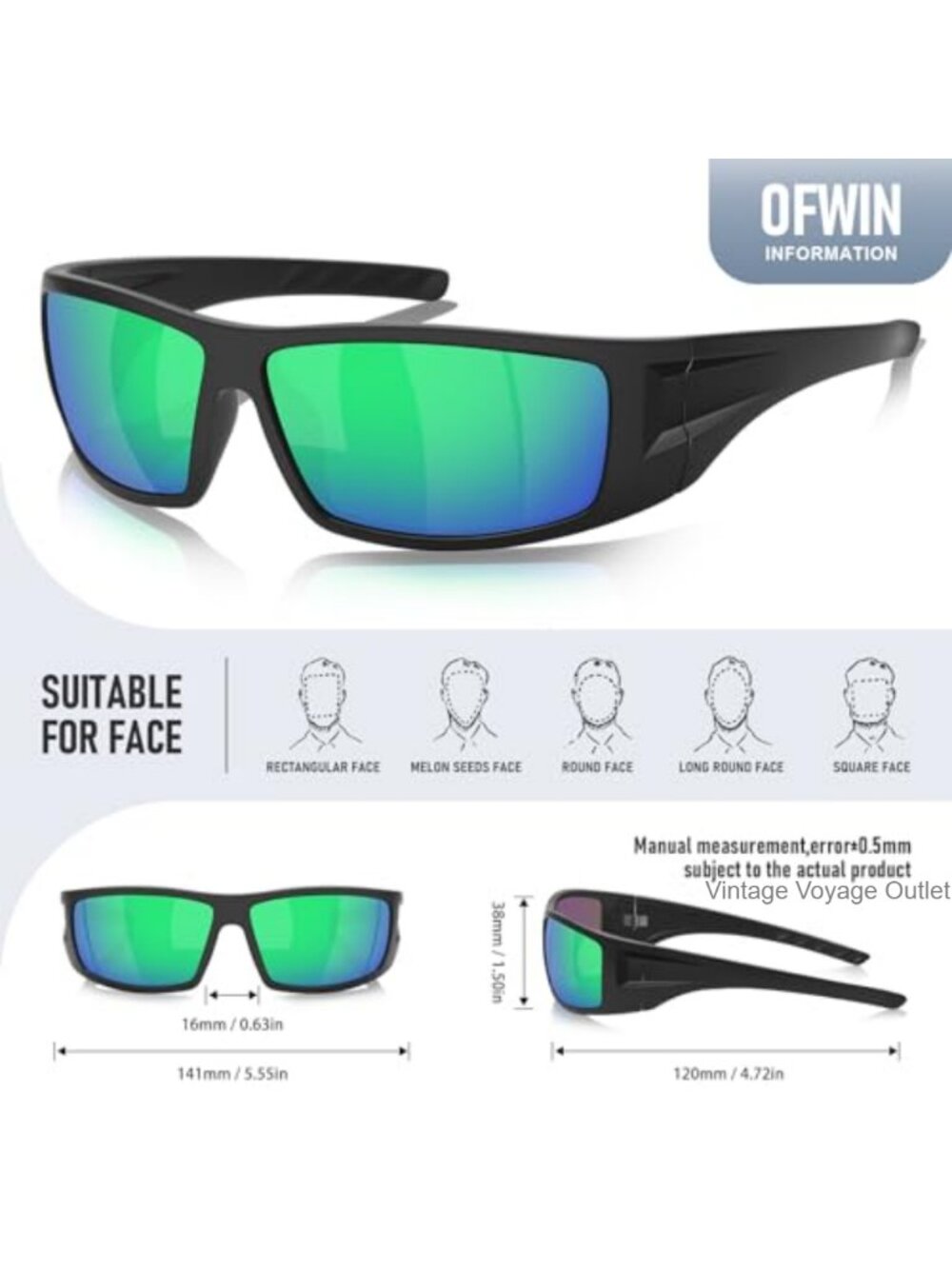 Polarized Sports Sunglasses with UV400 Protection for Driving Fishing - Picture 4 of 6